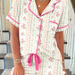 Floral Print Contrast Pipping Short Pajamas Set