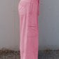 Mineral Wash Exposed Seam Drawstring High Waist Wide Leg Cargo Pants