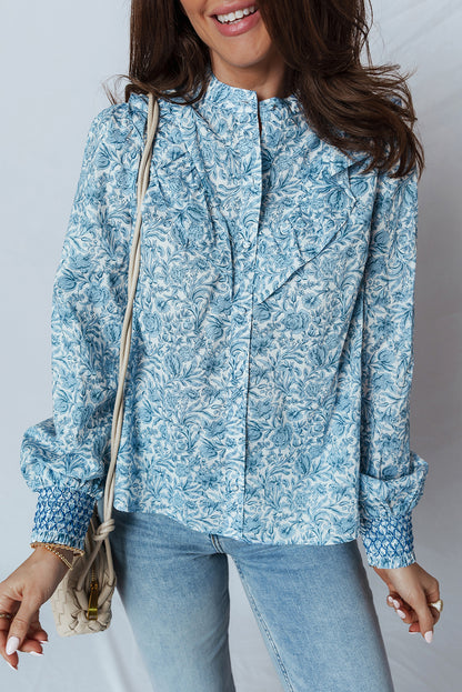 All Over Floral Puff Sleeve Shirt