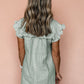 Frilled Sleeveless Collar Front Pocket Button Up Mini Dress