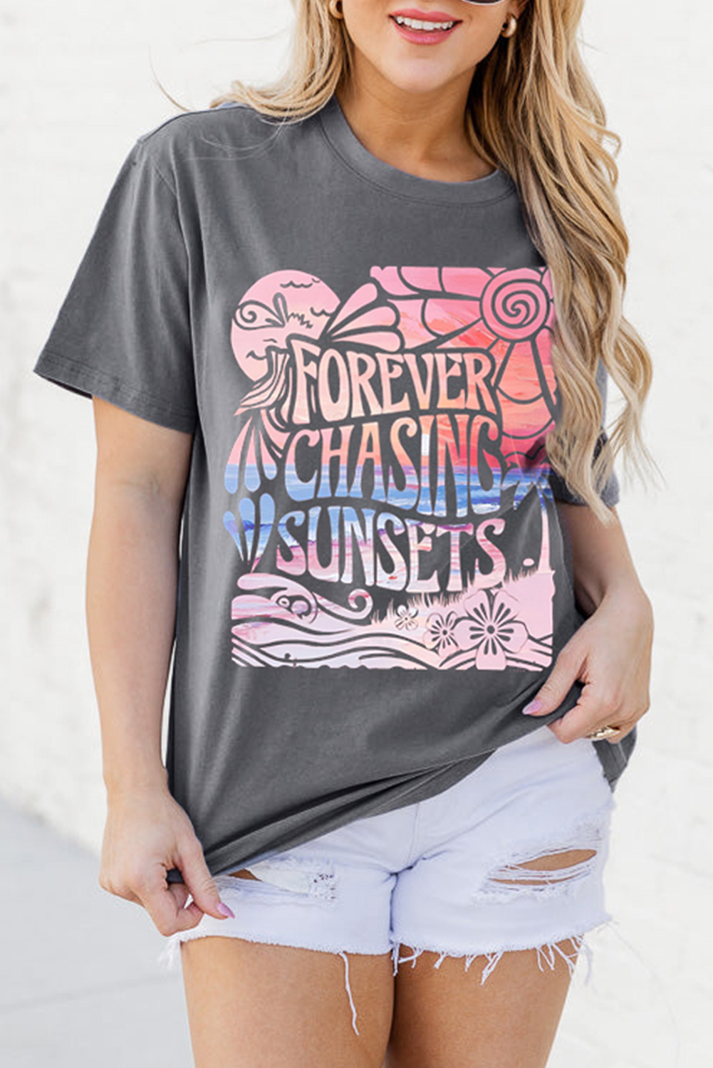 FOREVER CHASING SUNSETS Graphic Summer T Shirt
