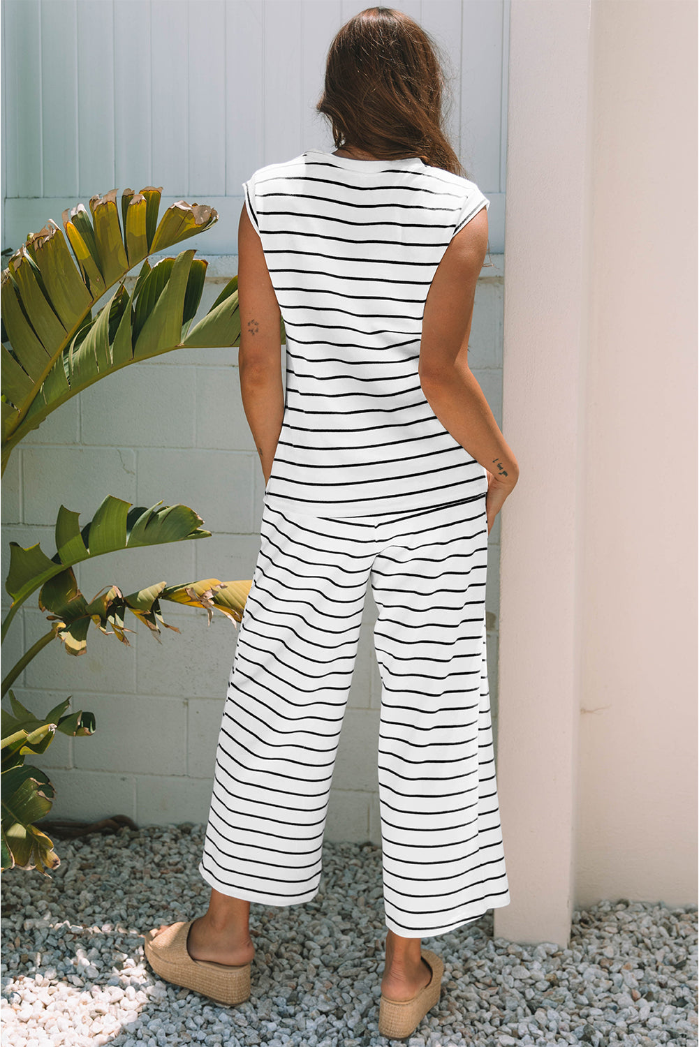 Casual Wide Leg 2pcs Pants Set