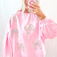 (Pre order/10.10)Bow Decor Loose Sleeve Sweatshirt