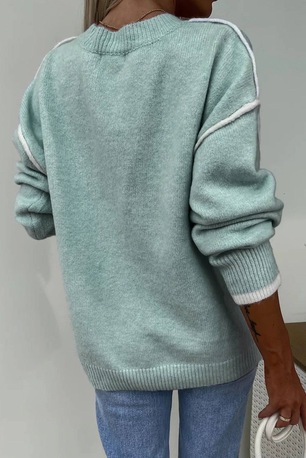 Contrast Edge Crewneck Sweater