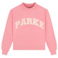Pink Varsity Mock Neck Sweatshirt