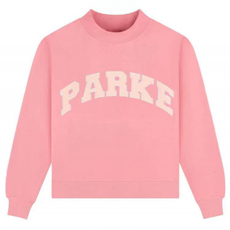 Pink Varsity Mock Neck Sweatshirt