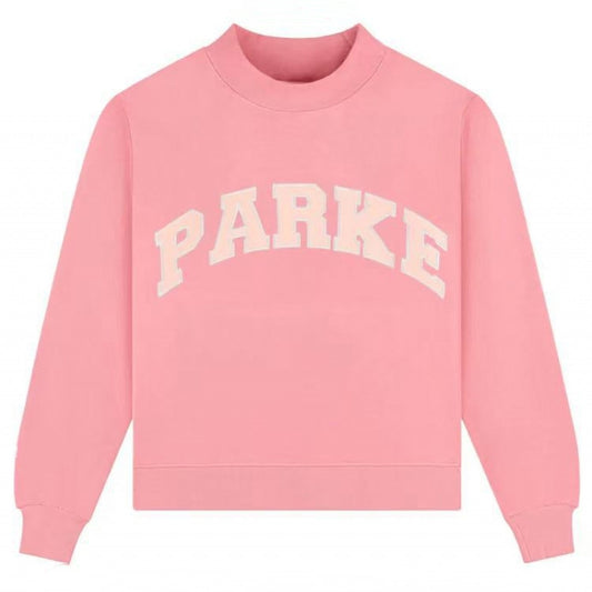 Pink Varsity Mock Neck Sweatshirt