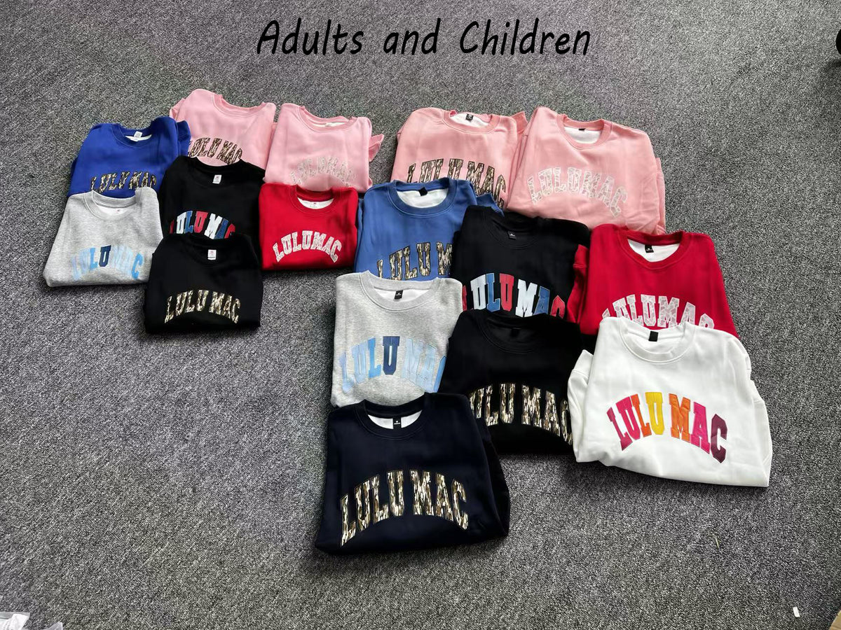Patchwork Crewneck Sweatshirt Matching Outfits (ADULTS)