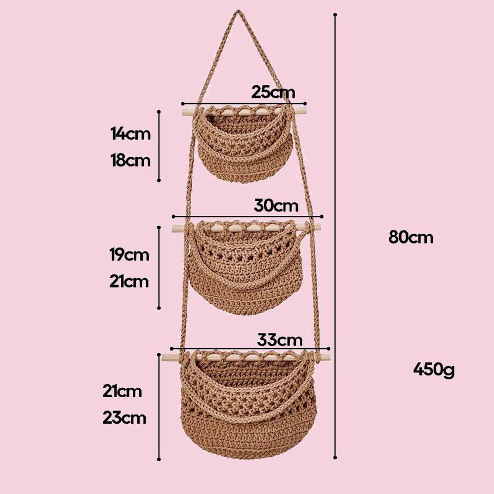 Boho Hanging Basket Detachable Net Bag Organizer