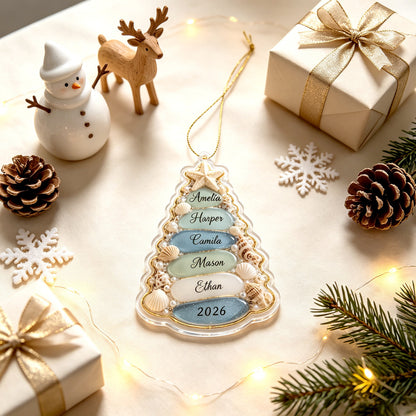 Customized Beach Themed Family Christmas Tree Ornament