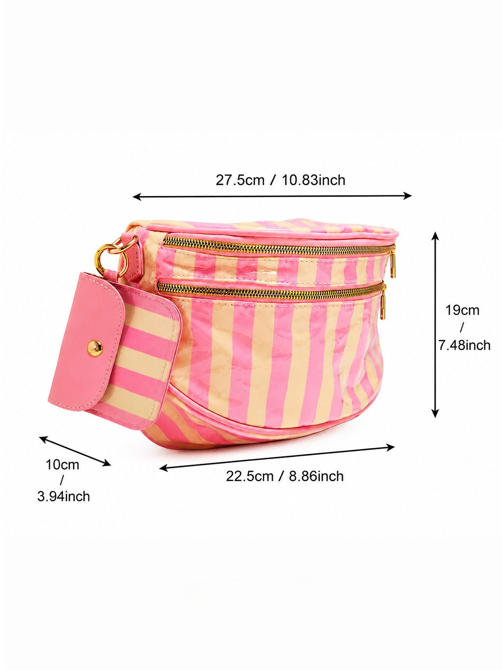 Striped Crossbody Belt Bag with Coin Pouch