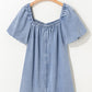 Bubble Sleeve Square Neck Denim Dress