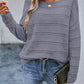 Boat Neck Drop Shoulder Pointelle Knit Sweater