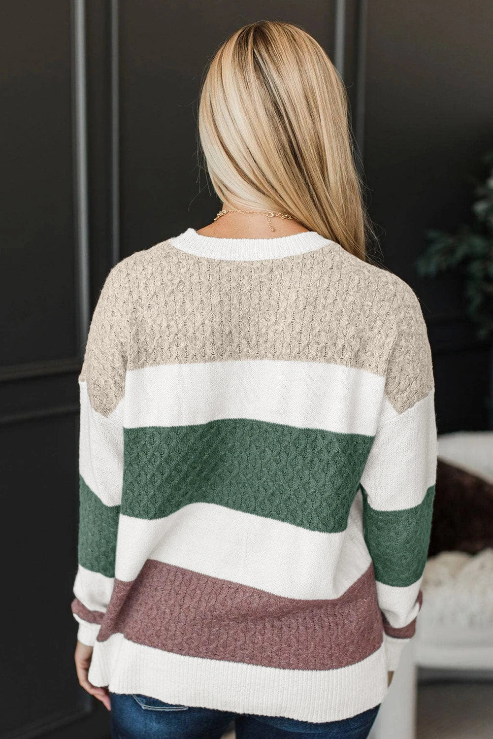 Knit Striped Color Block Loose Sweater