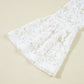 Lace Crochet Bell Sleeve Mock Neck Blouse