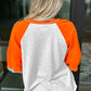Color Block Raglan Sleeve Contrast Stitching Loose Fit Top