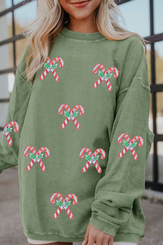 Andy Cane Shimmer Patched Corded Baggy Sweatshirt