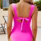 Cut out Twist Bowknot Backless One Piece Swimsuit
