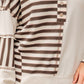 Stripe Stitched Detail Color Block Patchwork Oversized Pullover Top