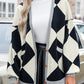 Colorblock Drop Shoulder Buttoned Loose Cardigan
