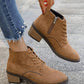 Faux Suede Zip Side Lacing Detail Ankle Boots