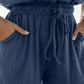 Open Back Cap Sleeve Drawstring Romper