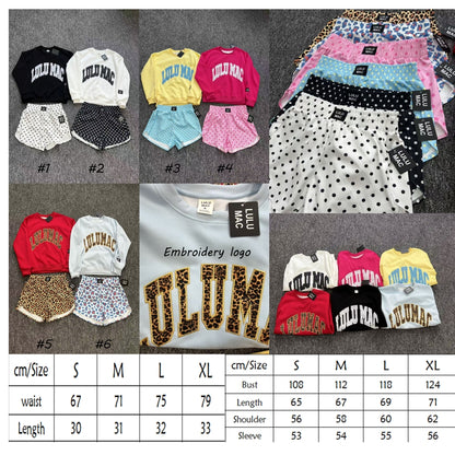 Sweatshirt and Patterned Shorts Set Collection