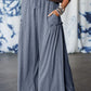 High Frilled Detail Wide Leg High Waist Knit Pants