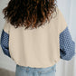 Checkered Patchwork Kangaroo Pocket Half Zipper Hoodie