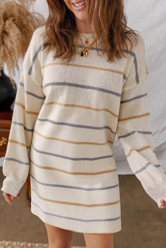 Drop Shoulder Shift Sweater Mini Dress