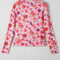 Floral Print Long Sleeve Slim Fit Mesh Top