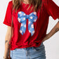 Rugby Bowknot Graphic Crew Neck Tee