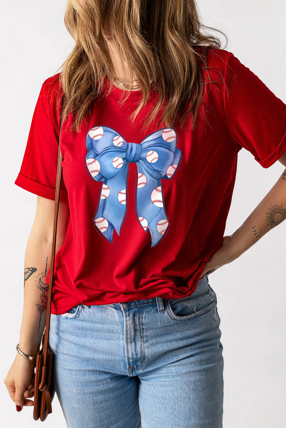 Rugby Bowknot Graphic Crew Neck Tee