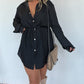 Solid Color Long Sleeve Shirt Jumpsuit