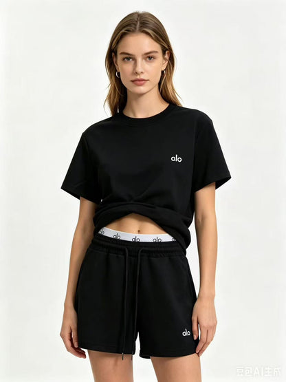 Alo-Short Pants and Short Sleeve Top Set(WYS722)