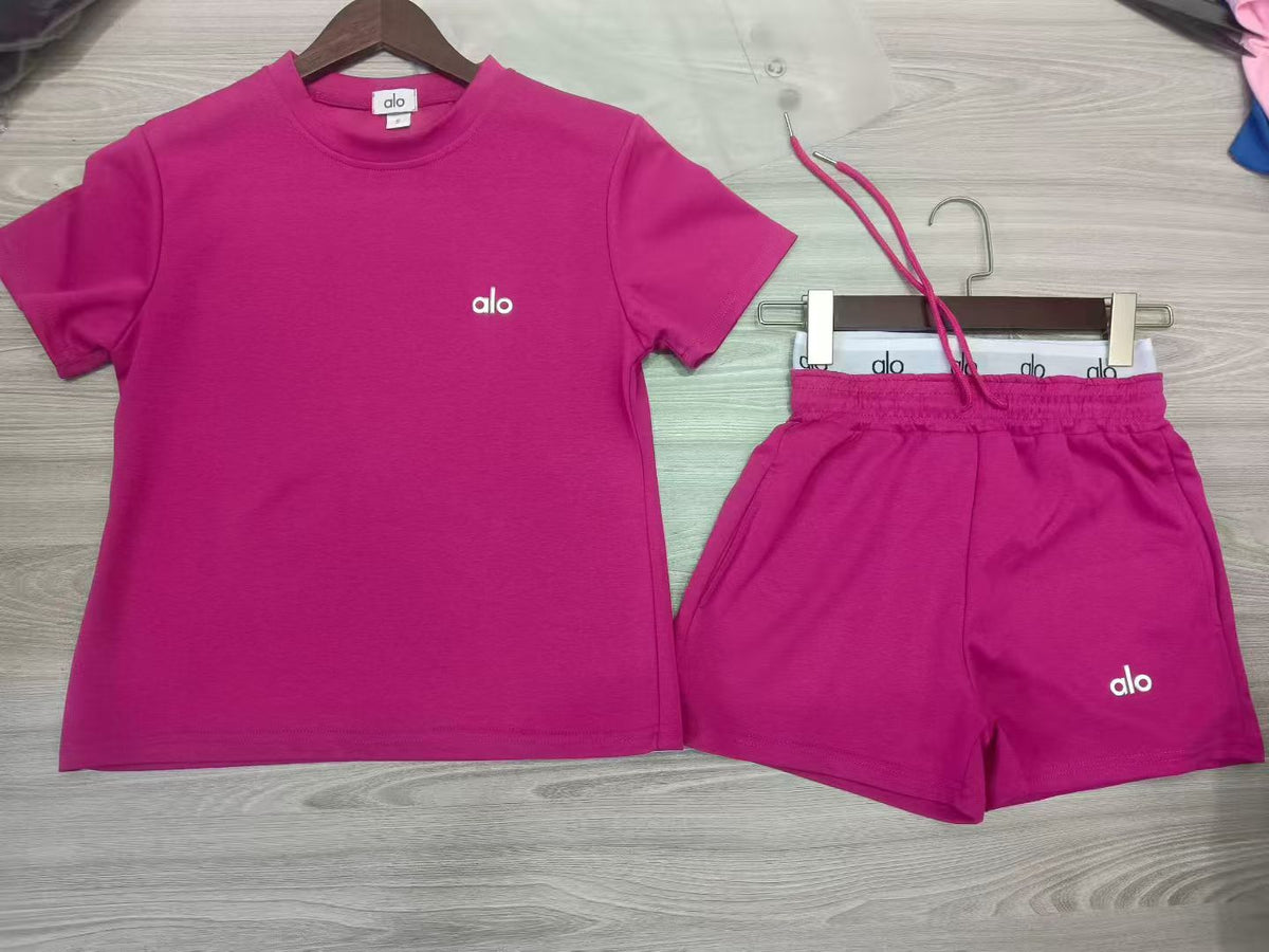 Alo-Short Pants and Short Sleeve Top Set(WYS722)