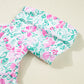 Floral Print Ric-rac Trim Square Neck Plus Size Mini Dress
