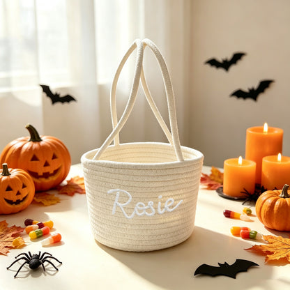 Custom Personalized LED Woven Rope Halloween Basket