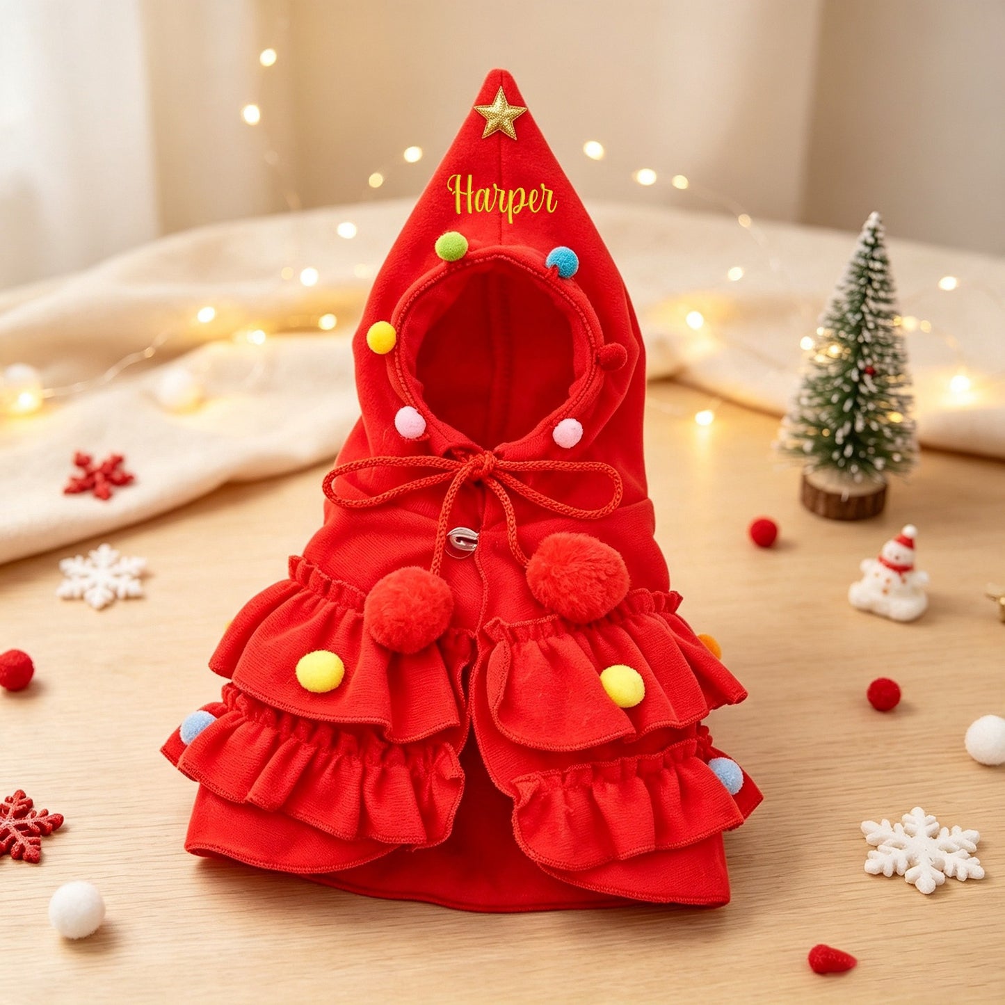 Embroidered Name Pet Christmas Cape