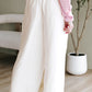 Solid Drop Waist Pleated Wide Leg Casual Pants
