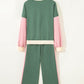 Block Pullover Loose Pant Set