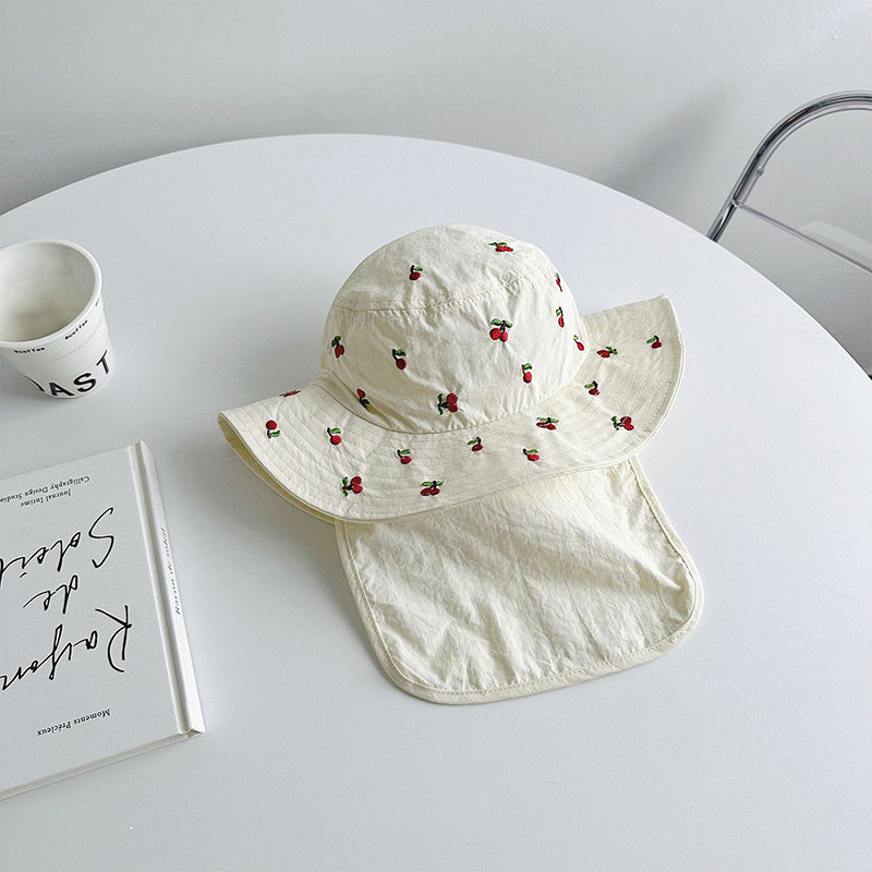 Children's Sun Protection Bucket Hat with Wide Brim and Neck Flap