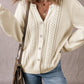 Pleated Hollow Button Sweater Coat