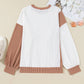 Cable Texture Ribbed Color Block Plus Size Knit Top