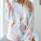 Tie-dye Printed Long-sleeved Top + Shorts Set