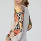 Patchwork V Neck Loose Top