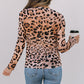 Leopard Round Neck Long Sleeve Slim Top
