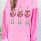 Christmas Patchwork Sequin Sleeve Top