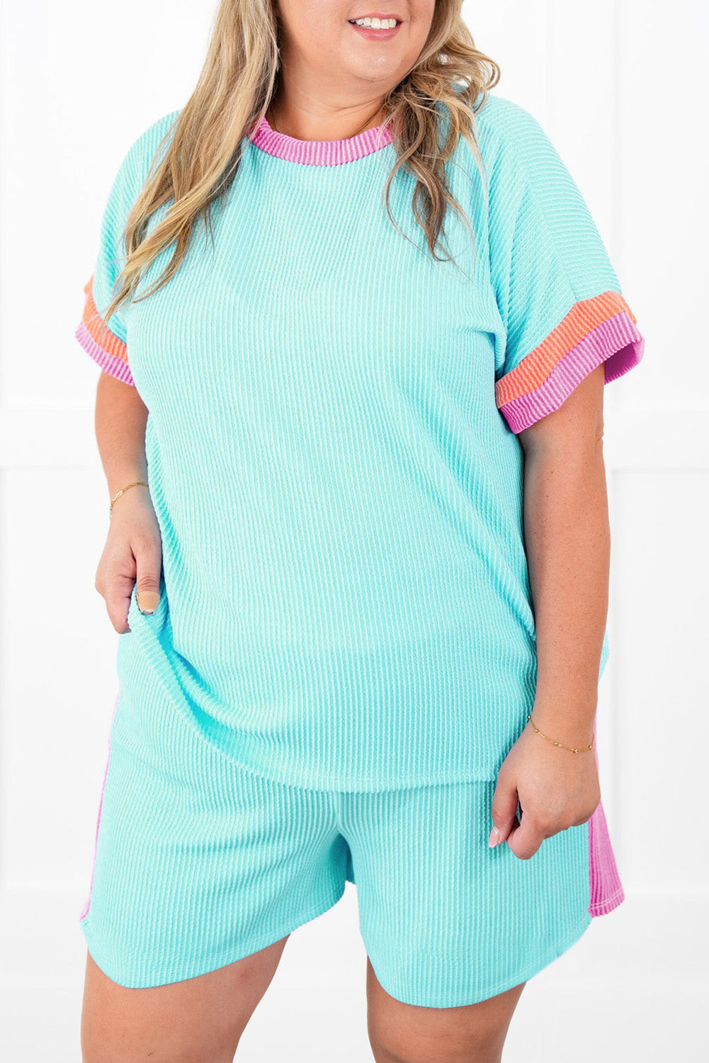 Plus Size Corded Knit Set