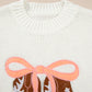 Embroidered Bow Boots Graphic Drop Shoulder Sweater